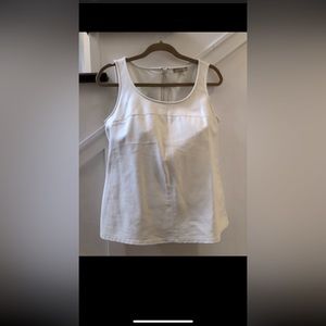 Banana Republic Faux Leather Ivory zip up back sleeveless top